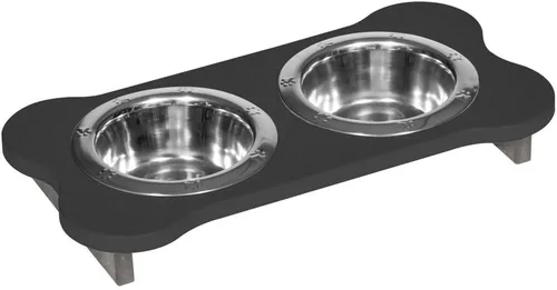 Vista 42 de Poly Lumber - Comedero doble de hueso mediano de 2 cuartos de galón, color negro