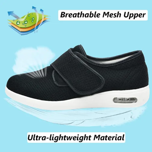 Vista 2 de WLESVAGO Zapatillas para caminar diabéticas de ancho ancho ancho para mujer con cojín de aire ligeras y ajustables para artritis pies hinchados
