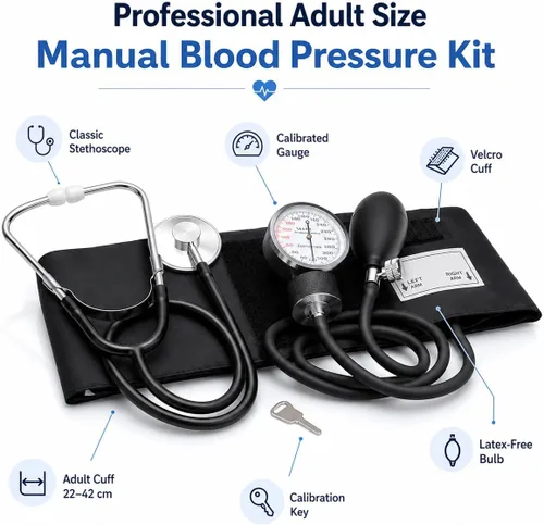 Vista 2 de NOVAMEDIC NM-9186 - Kit de máquina manual de presión arterial y estetoscopio para adultos, monitor de presión arterial superior del brazo con puño