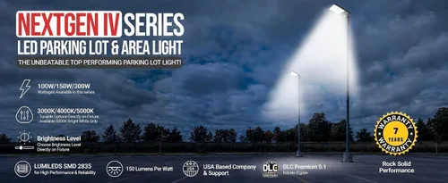 Vista 2 de RuggedGrade Vatiaje de luz LED NextGen IV de 100 W para estacionamiento Negro