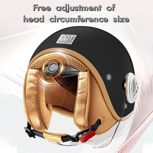 Vista 6 de Casco de motocicleta de cara abierta 3/4 aprobado por DOT, cascos ligeros retro vintage, para niños y niñas de 3 a 15 años de edad, casco de scooter