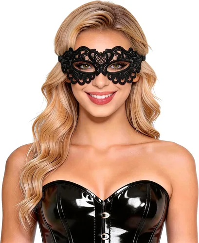 Vista 27 de Bonnie Z. Leonardo Máscaras de mascarada para mujer A-gato negro