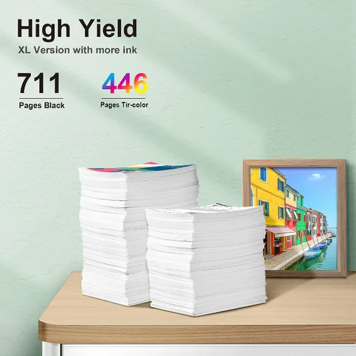 Vista 3 de Paquete combinado de cartuchos de tinta 63XL de repuesto para tinta HP 63 negra y color Cartuchos de tinta 63XL 63 para impresoras HP compatibles