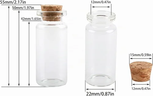 Vista 3 de MaxMau Botellas de vidrio pequeñas de 0.3 onzas líquidas con tapones de corcho, paquete de 100 frascos pequeños para manualidades, proyectos