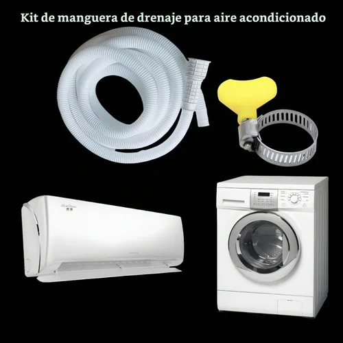 Vista 4 de Manguera de drenaje de aire acondicionado, manguera de drenaje portátil de CA, con abrazadera de conexión, kit de manguera de repuesto de CA