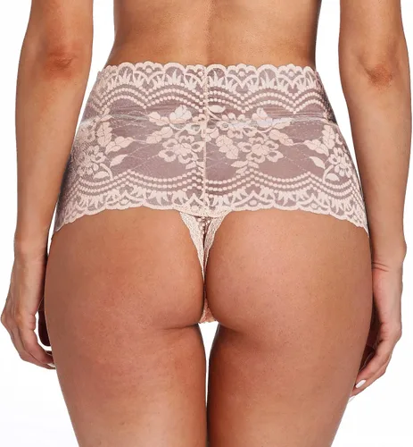 Vista 4 de Xlndsoea Bragas retro de cintura alta para mujer, sin costuras, ropa interior de algodón de encaje de talla grande