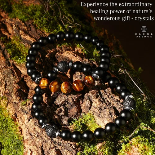 Vista 28 de Pulseras de cristal para mujeres y hombres, regalos de cumpleaños, hechas a mano de 0.236 in con cuentas de piedra para equilibrio de chakras
