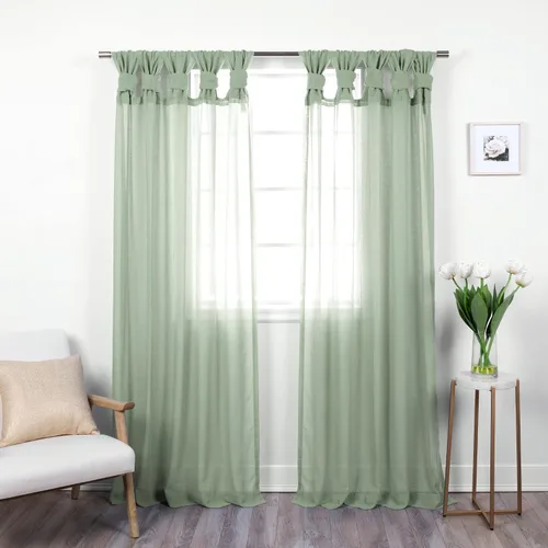 Vista 15 de Best Home Fashion Juego de 2 cortinas traslúcidas de lino sintético con pestaña torcida, tratamiento de ventana para sala de estar, comedor, Gris