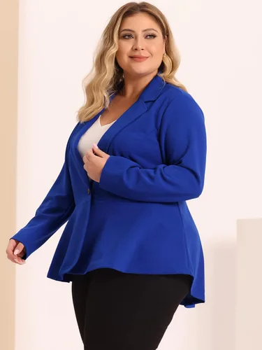 Vista 2 de Agnes Orinda Blazer de talla grande con volantes y cuello en V para mujer, con panel de muesca y botones 2024