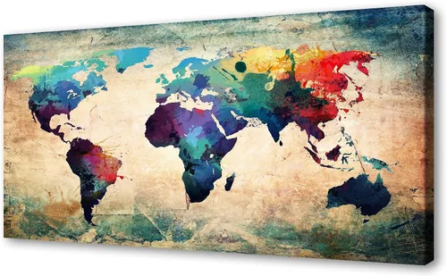 Vista 15 de B0550 - Póster de mapa del mundo, lienzo para pared, diseño moderno enmarcado del mundo, decoración de oficina en casa, mapas, impresiones