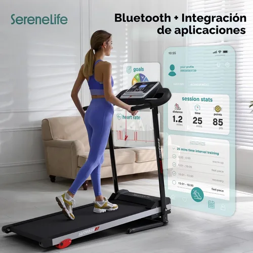 Vista 8 de SereneLife Treadmill with Incline & Handle Bars Compact Portable Walking Pad & Treadmill for Home/Apartment Wide Running Belt Includes Workout