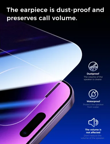 Vista 6 de MAGIC JOHN Paquete de 2 protectores de pantalla de vidrio templado para iPhone 14 Pro Max de 6.7 pulgadas, instalación con eliminación automática