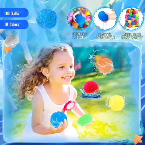 Vista 3 de Bolas de agua reutilizables, globos de agua reutilizables para juguetes y juegos al aire libre, juguetes de agua para niños y adultos, niños