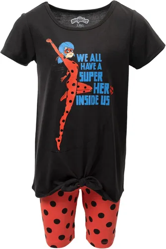 Vista 4 de Miraculous Ladybug - Conjunto de camiseta y pantalones cortos con diseño de nudos para niñas