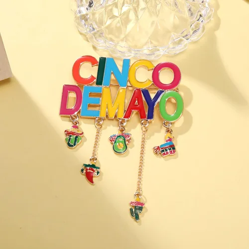 Vista 4 de Mexican Fiesta Brooches Pins Cinco De Mayo Brooch Pin for Women Men Girls Fiesta Sombrero Cactus Guitar Chill Taco Tuesday Alloy Brooches Mexican
