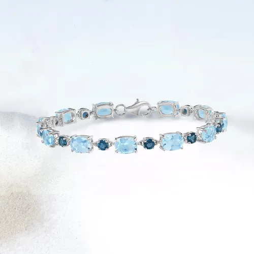 Vista 4 de Ross-Simons 19.50 ct. t.w. London and Sky Blue Topaz Bracelet in Sterling Silver
