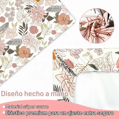 Vista 4 de Juego de ropa de cama de cuna de 4 piezas para niñas, juego de ropa de cama rosa para bebé niña con falda de cuna súper suave, edredón reversible