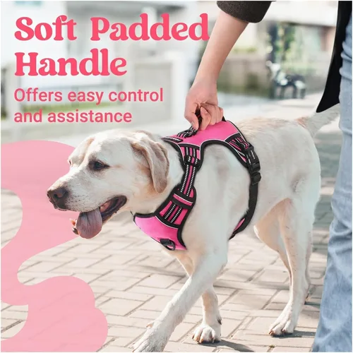 Vista 2 de Adjustable Reflective Nylon Dog Harness Vest No Pull Soft & Air-Permeable Pet Harness for Small & Large Dogs(Black,S)