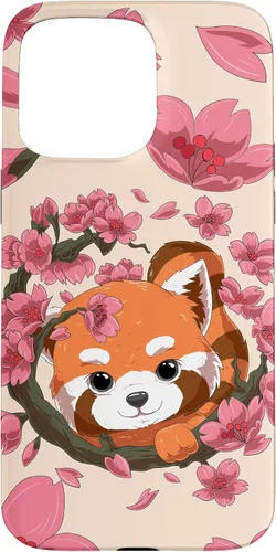 Vista 30 de Funda para iPhone 15 Pro Cute Red Panda y Sakura Cherry Blossom