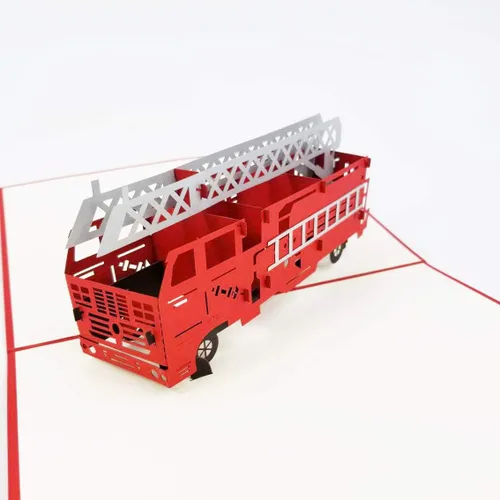 Vista 7 de Camión de bomberos - Tarjeta desplegable 3D para el día del padre, tarjeta desplegable de feliz aniversario, regalo de cumpleaños, tarjeta de camión