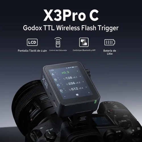 Vista 2 de GODOX X3 PRO X3PRO-C Disparador de flash para cámara Canon, transmisor de pantalla táctil inalámbrico TTL de 2.4G, compatible con control Bluetooth