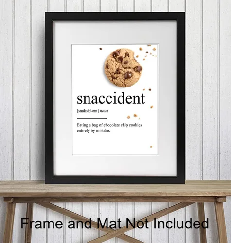 Vista 2 de Decoración artística de pared con definición de galletas con chispas de chocolate para el hogar, apartamento o cafetería, divertido póster
