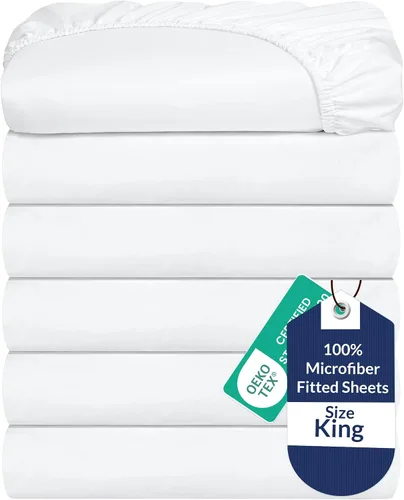 Vista 30 de Royale Linens Paquete de 2 sábanas bajeras, sábanas elásticas, sábana bajera individual, suave y transpirable, microfibra cepillada de 1800