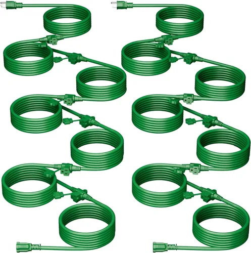 Vista 8 de K KASONIC - Cable de extensión para exteriores de 50 pies, enchufes con 6 tomas espaciados uniformemente, 16/3 SJTW resistente a la intemperie