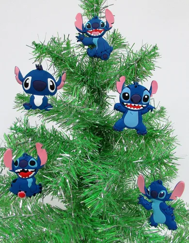 Vista 2 de Stitch - Juego de adornos navideños (diseño único inastillable)