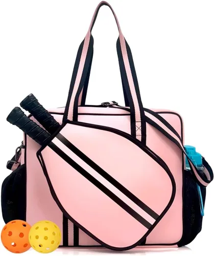 Vista 5 de Bolsa deportiva de pickleball con soporte para raqueta, neopreno, correa de hombro ajustable