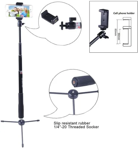 Vista 7 de Smatree Palo telescópico para selfie Q3 con trípode para Insta360 X5 For OSMO 360,GoPro Hero