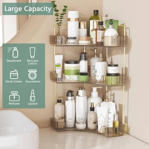 Vista 3 de Webetop Organizador de Encimera para Baño, Organizador Esquinero de 3 Niveles para Almacenamiento en Baño, Organizador de Maquillaje, Estante