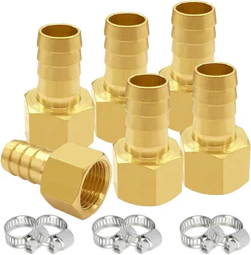 Vista 14 de Uenede 6 accesorios de púas de manguera de latón de 1/2 pulgada NPT hembra a 1/2 pulgadas, conector adaptador de púas incluye 6 abrazaderas de acero