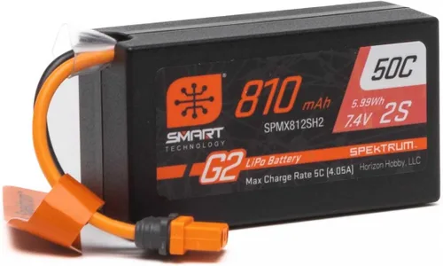 Vista 3 de Spektrum 7.4V 810mAh 2S Smart G2 50C LiPo: IC2, SPMX812SH2