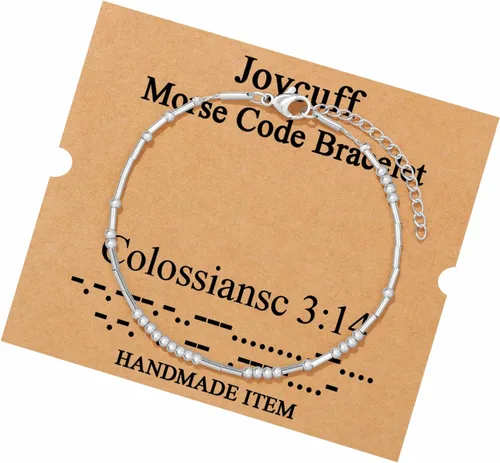 Vista 216 de JoycuFF Pulseras inspiradoras de código morse para mujeres, cuentas de plata, joyería con mantra de motivación, regalos para ella