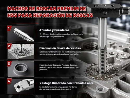 Vista 6 de BILITOOLS Kit de reparación de rosca M6 x 1.0 con inserto de buje sólido