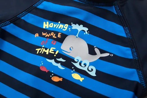 Vista 5 de Bonverano - Mameluco con protección solar UPF 50+ y cierre, con sombrero para el sol (3-6 meses, diseño de peces coloridos)