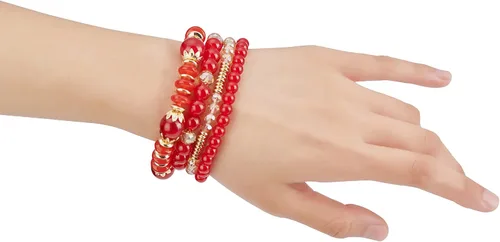 Vista 2 de Yovico 6 juegos de pulseras elásticas apilables bohemias, para mujer, con cuentas ajustables, multicolor, para regalo, Sin gemas.