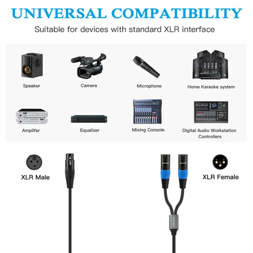 Vista 2 de JOLGOO Divisor XLR - Cable Y hembra a macho doble, 1.6 pies