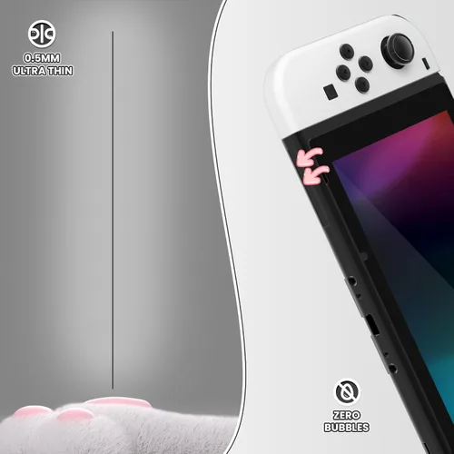 Vista 7 de eXtremeRate 2 Pack Black Border Transparent HD Clear Saver Protector Film, Tempered Glass Screen Protector for Nintendo Switch