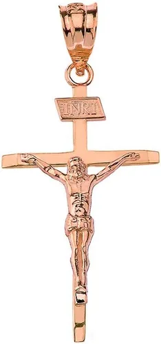 Vista 8 de Claddagh Gold Colgante de cruz de crucifijo católico de Jesucristo en INRI (mediano: 1.44 pulgadas)