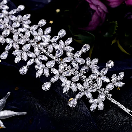Vista 6 de Diadema de boda con diamantes de imitación, tocado de novia para boda, tiaras de novia, joyería para el cabello, tocados de fiesta para mujeres