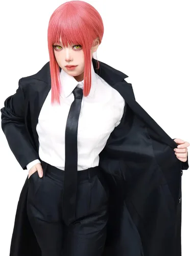 Vista 6 de C-ZOFEK Chainsaw Man Makima - Disfraz de anime uniforme de mujer chaqueta con corbata para Halloween