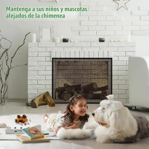 Vista 5 de Pantalla de Chimenea Malla Segura Puerta de Malla Pantalla a Prueba de Niños Barrera Protectora de Chimenea Existente Red Protectora Cubierta