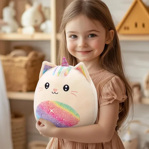 Vista 6 de Athionsu - Almohada de felpa de unicornio de 14 pulgadas, suave y tierno juguete de peluche para niñas y niños, bonito regalo de peluche de vientre