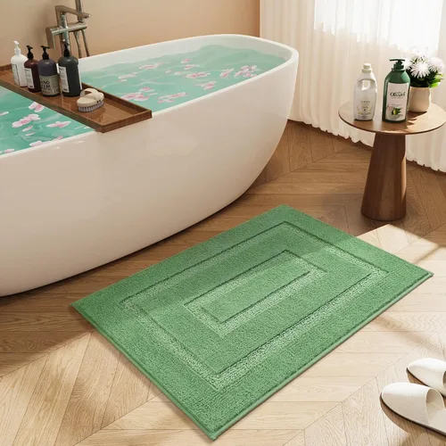 Vista 37 de HOMORE Alfombra de baño negra de 24 x 17 pulgadas, suave y absorbente, alfombra de baño pequeña, alfombra de baño lavable antideslizante para bañera