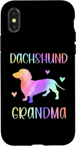 Vista 4 de Carcasa para iPhone 14 con diseño de perro salchicha abuela Wiener Dog Nana Rainbow Watercolor Case