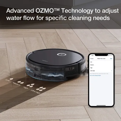 Vista 3 de ECOVACS DEEBOT OZMO U2 Pro Robot aspirador 2 en 1 aspiradora y trapeador, cepillo sin enredos, ideal para pelo de mascotas, zonas prohibidas, tiempo