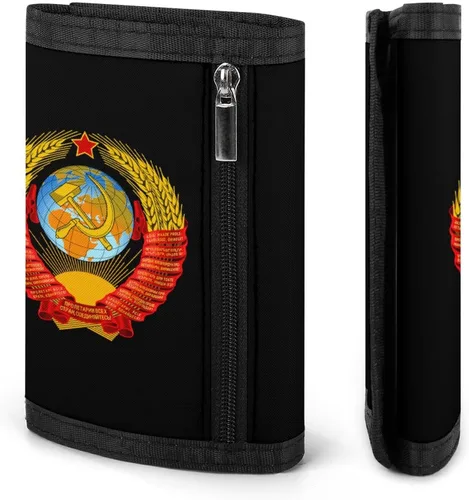 Vista 3 de Cartera triple con emblema de la URSS de la Unión Soviética, bolsillo frontal, tarjetero con monedero de viaje para hombres y mujeres