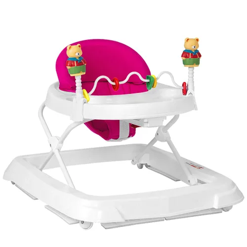 Vista 12 de HONEY JOY Andador de bebé, juguete plegable para empujar sentado y caminar detrás con ruedas, piano interactivo y pedantes, altura y velocidad Azul